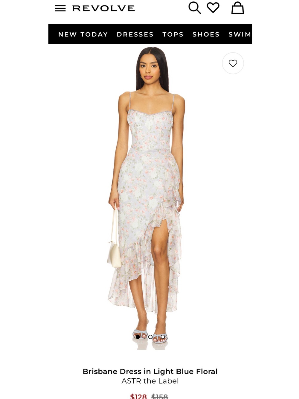 Astr Light Blue Floral High-Low Midi Dress